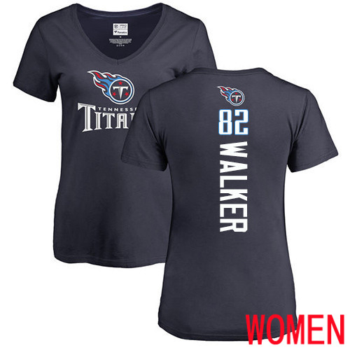 Tennessee Titans Navy Blue Women Delanie Walker Backer NFL Football #82 T Shirt->nfl t-shirts->Sports Accessory
